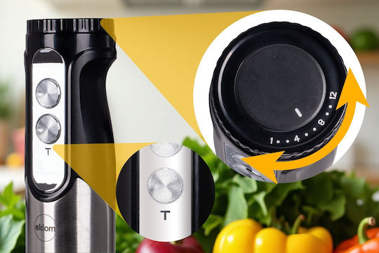 Eldom Hand Blender with Stainless Steel Rod 800W Black