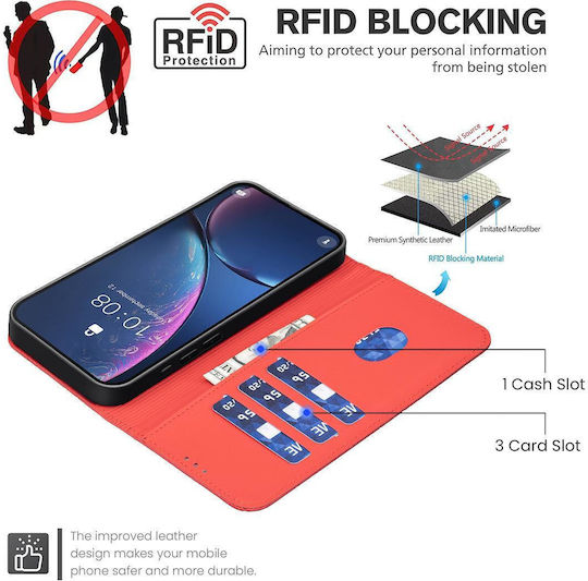 Binfen Color Xiaomi Redmi 15c 5g 4g Geometric Pattern Leather Wallet Red Mobile Phone Case
