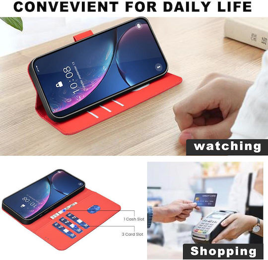 Binfen Color Xiaomi Redmi 15c 5g 4g Geometric Pattern Leather Wallet Red Mobile Phone Case