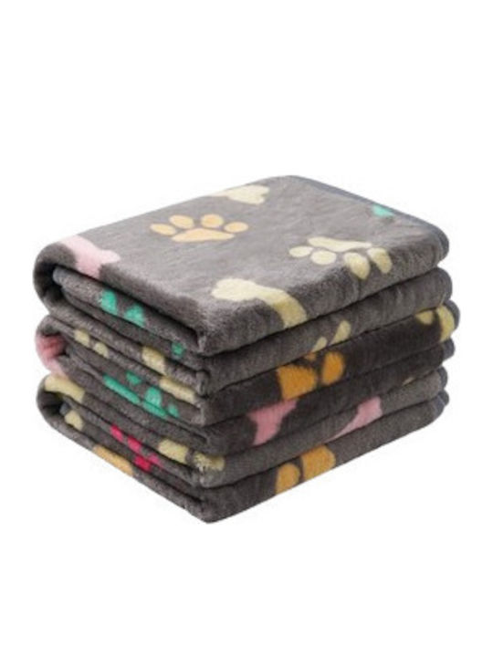 Denik Fleece Κουβερτα Γκρι Πατουσακια 52x76cm