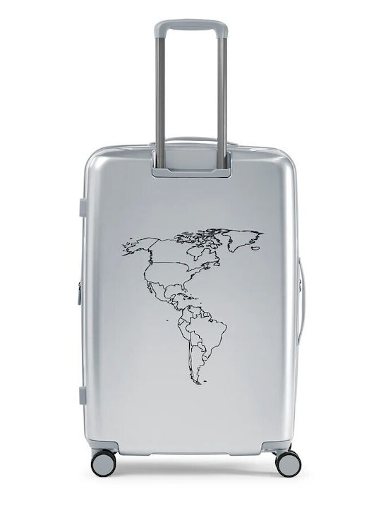 Ciak Roncato Large Hard Silver Travel Suitcase Height 74cm