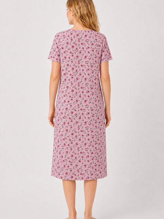Alina Sommer Baumwollenes Damen Nachthemd Rosa
