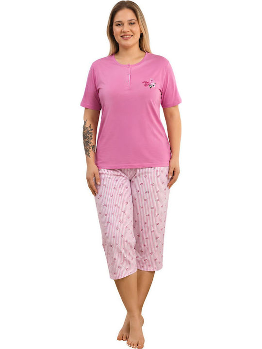 Asel Summer Women's Pyjama Set Cotton Pink