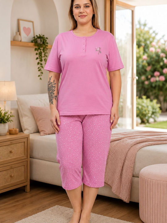 Asel Summer Women's Pyjama Set Cotton Pink