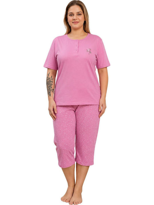 Asel Summer Women's Pyjama Set Cotton Pink