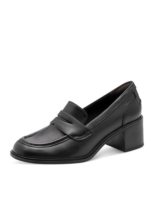 Damenturnschuhe Leder Loafer mit Absatz Schwarz