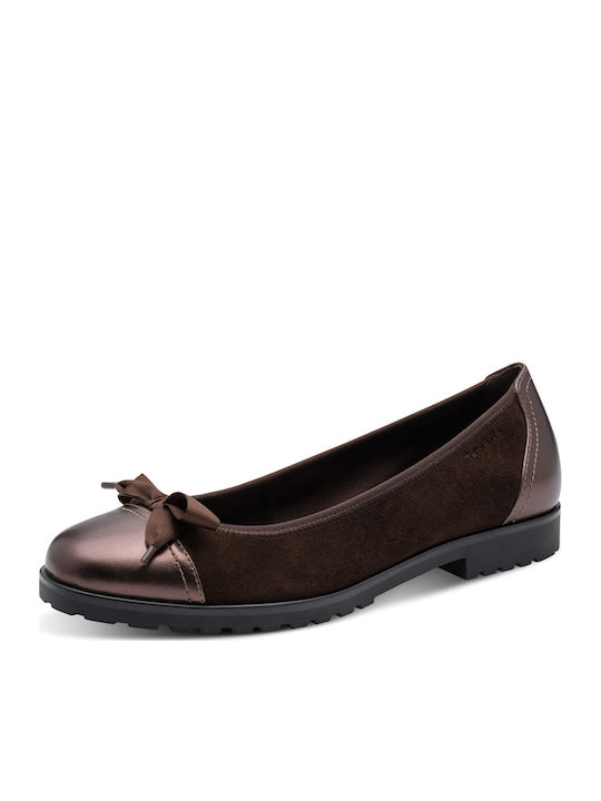 Suede Damen Ballerinas in Braunen Farbe