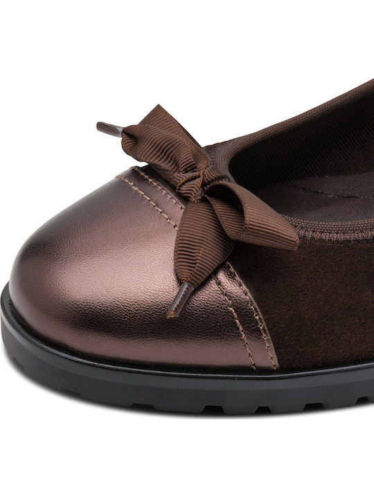 Suede Damen Ballerinas in Braunen Farbe
