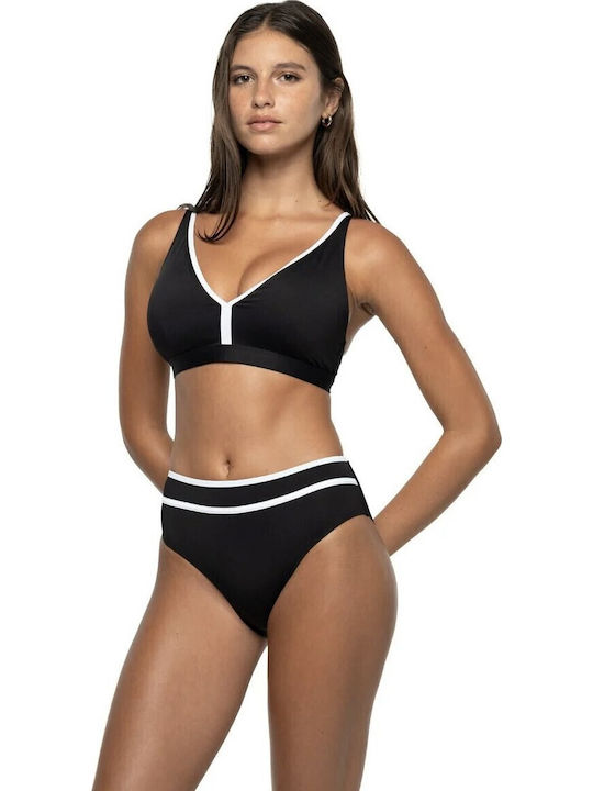 Bikinihosen Slip Hohe Taille Schwarz