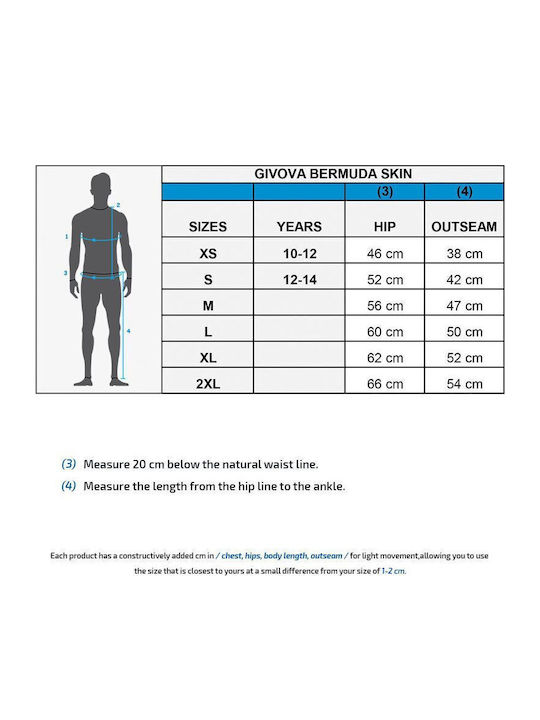 Givova Bermuda Skin Herren Sportleggings Compression Kurze Blaue