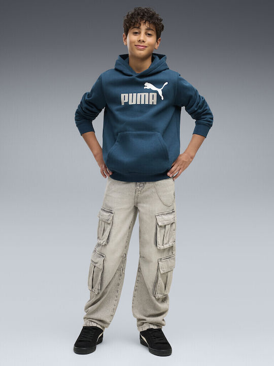 Детски Суичър с Качулка и Джобове Петролен Hoodie Fl