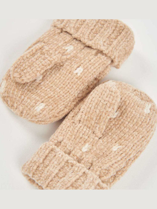 Kinderhandschuhe Mitteln Gestrickt Beige