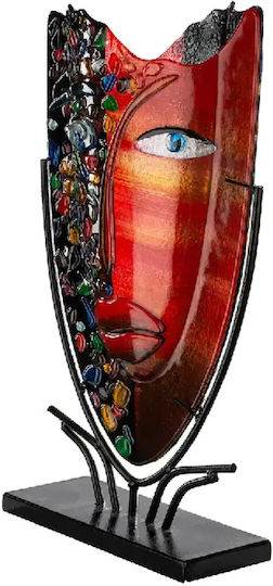 Gilde Vase Boden Glas Rote Visage 30x10.5xH49cm