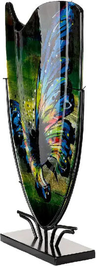 Gilde Vase Boden Glas Schmetterling Blau 35x10,5xH57cm