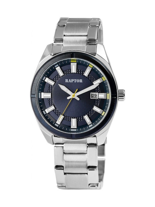 Raptor Men's Battery Watch With Silver Metal Bracelet