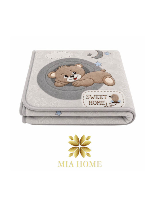 Mia Home Babydecke Kinderbett Samt Grau 110x140cm
