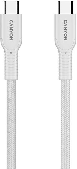 Canyon Braided USB 2.0 Cable USB-C Male - USB-C 60W PD White 1m