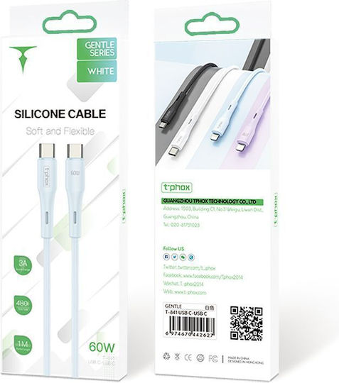 T-Phox Gentle USB 3.0 Kabel USB-C männlich - USB-C 60W Weiß 1m (1662970293)