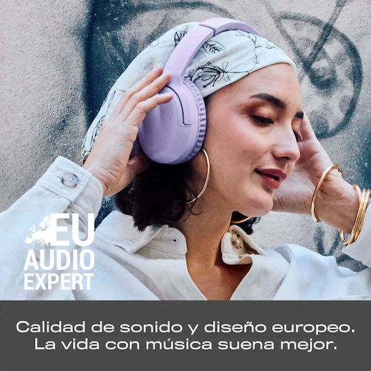 Wireless / Wired Over Ear Headphones with 2 hours of Operation Purple