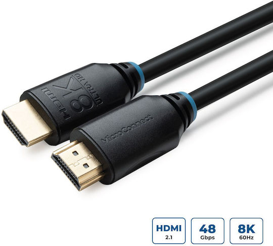 Microconnect HDMI 2.1 Ultra High Speed 48Gbps 4K 120Hz HDR VRR Cable HDMI male - HDMI male 5m Μαύρο
