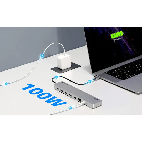 Aten UH3240 USB-C Dockingstation Mit HDMI 4K PowerDelivery Ethernet Und Verbindung 2 Monitore Silber