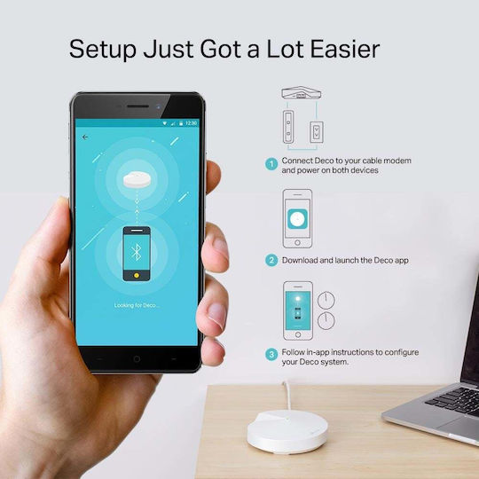 TP-LINK Deco M5 v3.20 WiFi-Mesh-Netzwerk Zugangspunkt Wi‑Fi 5 Dualband (2,4 & 5 GHz) in Doppelter Bausatz