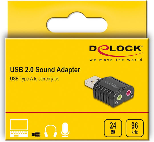 Delock 65964 Placă de sunet externă 2x 3.5mm Conexiune USB-A Negru 65964