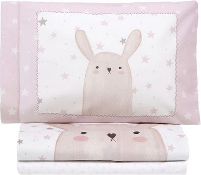 Nima Bunny Seturi de cearșafuri pentru bebeluși Pentru Patut Bumbac cu Cauciuc Bej 70x140buc 3buc