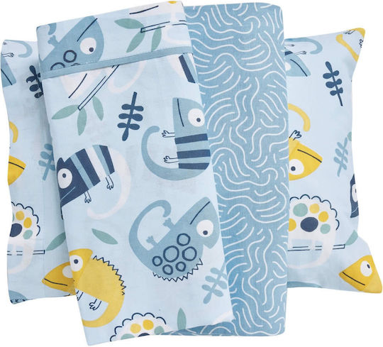 Das Home Подредба Cute Animals Сини Детски Чаршафи 130x170см Das Home Подредба Cute Animals Сини Детски Чаршафи 130x170см