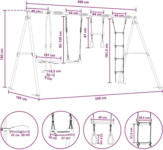 vidaXL Hanging Swing for 3+ Years Multicolour