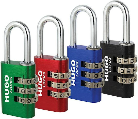 Hugo Locks PA20 Aluminum Padlock Brass Combination Blue 20mm Blue 1pcs