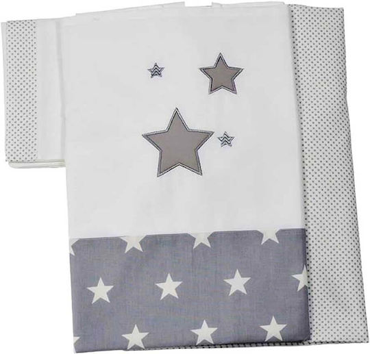 Bebe Stars Σετ με Λάστιχο Stars Γκρι 110x160εκ.