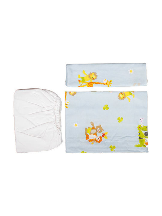Mother Baby Baby Sheets Set Crib Flannel Fitted Light Blue 70x140cm 3pcs