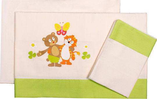 Mother Baby Fitted Set with Best Friends Green 70x140cm