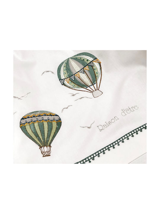 Raison D' Etre Hot Air Balloon Baby Sheets Set Cradle Cotton White 70x110cm 3pcs
