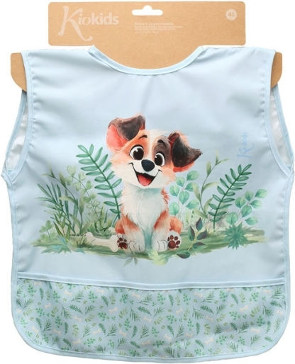 Kiokids Waterproof Fabric Baby Bib with Pocket Dog