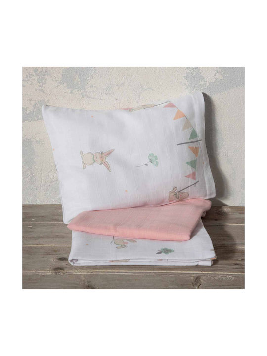 Nima Bunny Love Комплект Бебешки Чаршафи За Количка Памучни Розов 120x170бр 3бр
