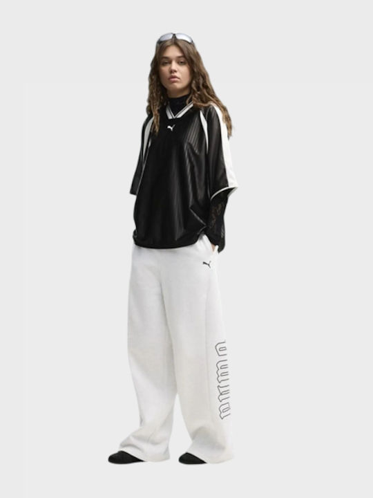 Wide Fleece Ecru Tracksuit Trousers