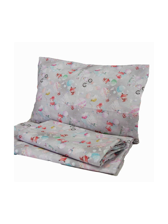 Decocraft Animal Fox Baby Sheets Set Crib Cotton Gray 120x170cm 3pcs