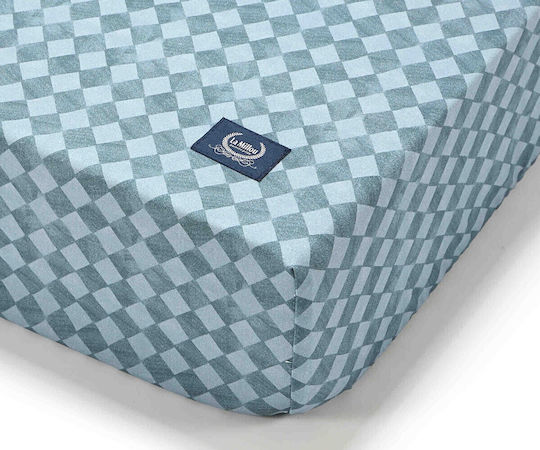 La Millou Fitted Baby Sheets Prince Chessboard Blue 70x140cm