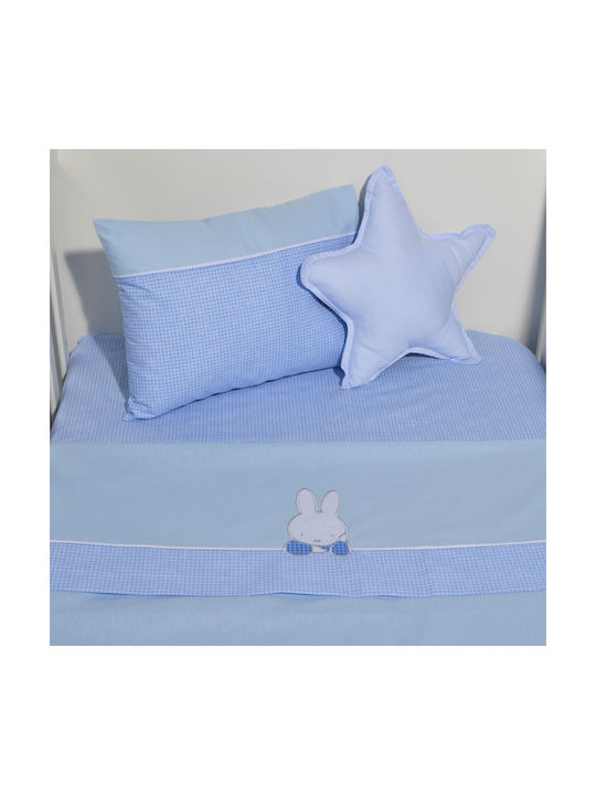 Miffy Baby Sheets Set Crib Cotton Light Blue 110x160cm 2pcs