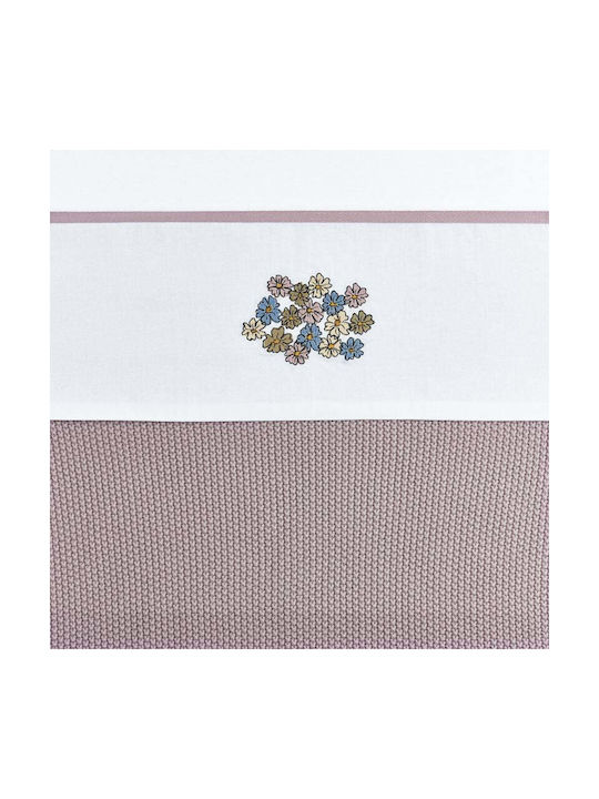 Meyco Βρεφικό Σεντόνι Κούνιας Βαμβακερό Vintage Flower Καφέ 75x100εκ.