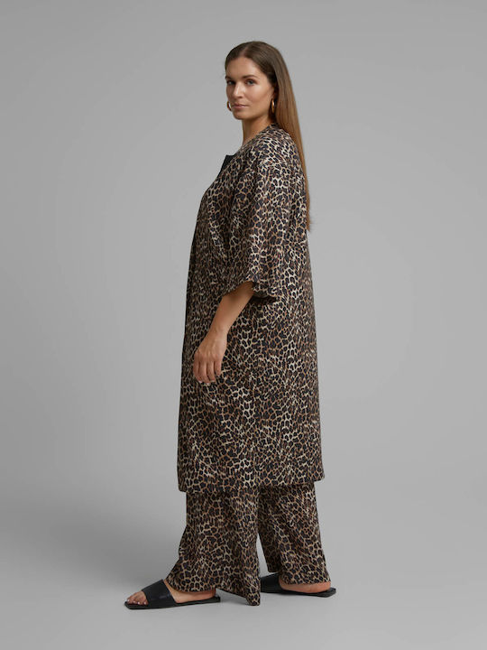 Μακριά Γυναικεία Ζακέτα Leopard Print