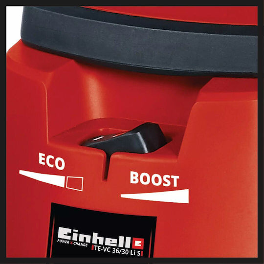 Einhell Te-vc Επαναφορτιζόμενη Σκούπα Υγρών / Στερεών με Ανοξείδωτο Κάδο 30lt Κόκκινη