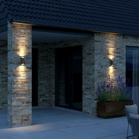 Nordlux Round 22 Lumină de exterior montată pe perete GU10 IP54 Dublu Fascicul 23.5x7.7x9.5εκ.