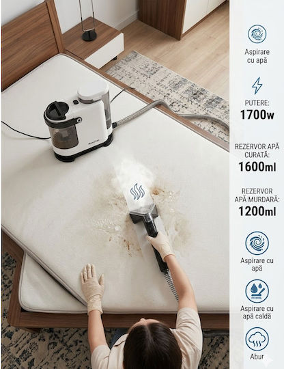 Cleaner Aspirator Umed-Uscat 1700W cu Recipient din Plastic 1.6lt Gri