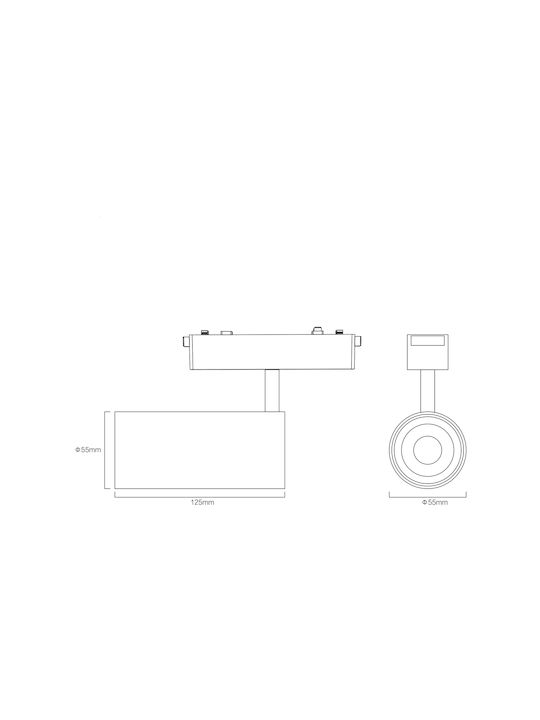 Sun Light Spot Led Unic Bianco Reglabil În Culoare Neagră