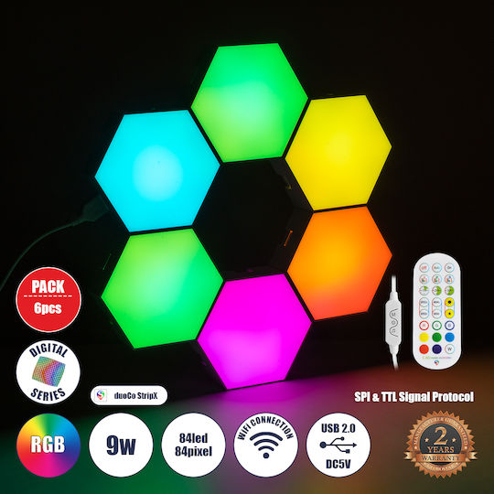 GloboStar Decorative LED RGB Light 6pcs 10.5x10.5x3cm