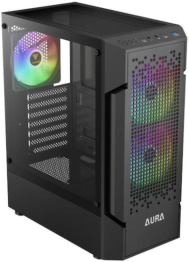 Gamdias Aura GC7 Gaming Middle Tower Carcasă PC cu Deschidere Laterală și Iluminare ARGB Negru