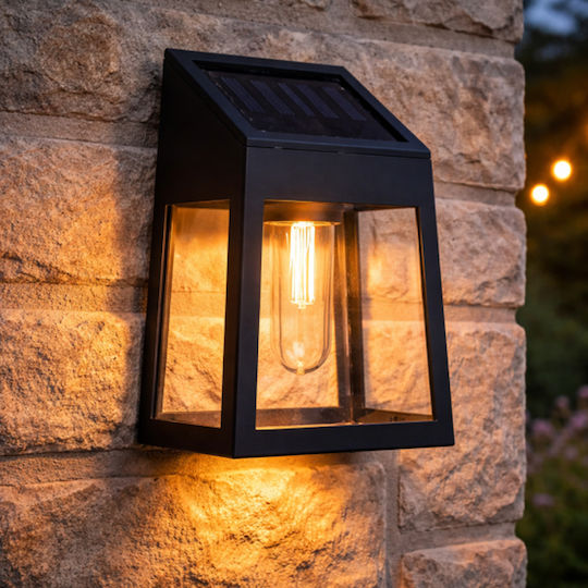 Wall Mounted Solar Light Warm White with Photocell 9x65x13cm